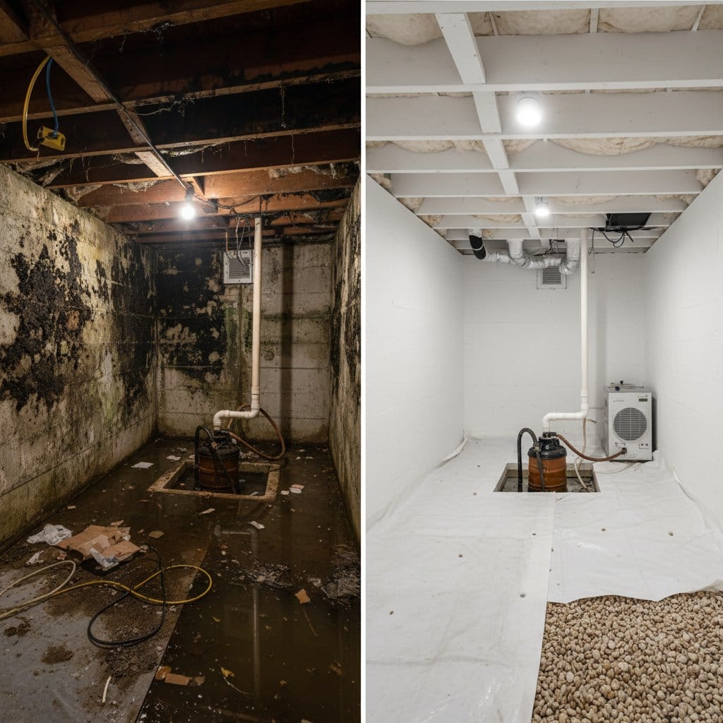 Post-Remediation Cleaning & Clearance restoration โ crawl space of bungalow in Upper Saddle River, NJ